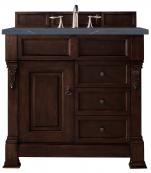 36 Inch Mahogany Single Sink Bathroom Vanity Charcoal Quartz