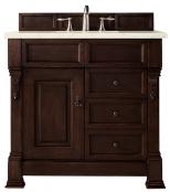 36 Inch Mahogany Single Sink Bathroom Vanity Marfil Quartz