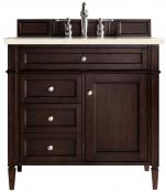 36 Inch Mahogany Single Sink Bathroom Vanity Marfil Quartz