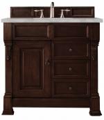 36 Inch Mahogany Single Sink Bathroom Vanity Silver Quartz