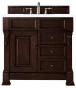 36 Inch Mahogany Single Sink Bathroom Vanity White Quartz