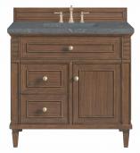 36 Inch Mid-Century Walnut Single Bathroom Vanity Bleu Quartz