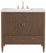 36 Inch MidCentury Modern Single Bath Vanity Arctic Fall Top