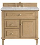 36 Inch Natural Oak Single Bathroom Vanity with Pearl Quartz