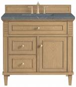 36 Inch Natural Oak Single Sink Bathroom Vanity Bleu Quartz