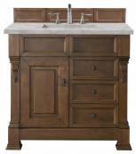 36 Inch Oak Single Sink Bathroom Vanity Silver Quartz