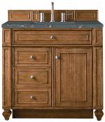 36 Inch Saddle Brown Single Sink Bathroom Vanity Bleu Quartz