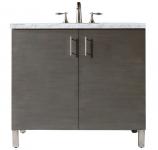 36 Inch Silver Oak Single Sink Bath Vanity Carrara Marble