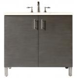 36 Inch Silver Oak Single Sink Bathroom Vanity Marfil Quartz