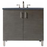 36 Inch Silver Single Dual Mount Bathroom Vanity Quartz Top