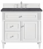 36 Inch Single Bright White Bathroom Vanity Charcoal Quartz