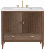 36 Inch Single Modern MidCentury Walnut Bathroom Vanity