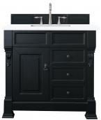 36 Inch Single Sink Antique Black Bath Vanity White Quartz