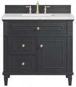 36 Inch Single Sink Bath Vanity in Black Onyx with Quartz