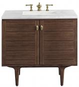 36 Inch Single Sink Bathroom Vanity in Mid-Century Walnut