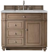 36 Inch Single Sink Bathroom Vanity in Walnut Silver Quartz