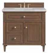 36 Inch Single Sink Bathroom Vanity in Walnut Silver Quartz