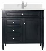 36 Inch Single Sink Black Bathroom Vanity White Quartz