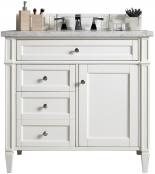 36 Inch Single Sink Bright White Bath Vanity Pearl Quartz