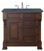 36 Inch Single Sink Cherry Bathroom Vanity Charcoal Quartz