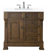 36 Inch Single Sink Country Oak Bathroom Vanity White Quartz