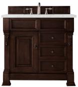 36 Inch Single Sink Mahogany Bathroom Vanity Pearl Quartz