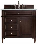 36 Inch Single Sink Mahogany Bathroom Vanity Quartz Top