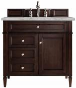 36 Inch Single Sink Mahogany Bathroom Vanity Silver Quartz