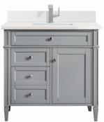 *36 Inch Single Sink Urban Gray Bathroom Vanity White Quartz