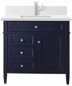 36 Inch Single Sink Victory Blue Bath Vanity White Quartz