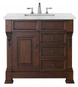 36 Inch Single Sink Warm Cherry Bathroom Vanity Pearl Quartz