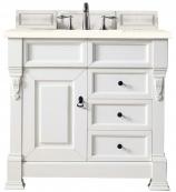 36 Inch Single Sink White Bathroom Vanity Marfil Quartz