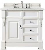 36 Inch Single Sink White Bathroom Vanity Pearl Quartz Stone