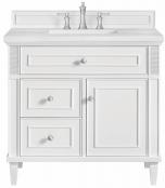 36 Inch Single Sink White Bathroom Vanity with Solid Surface