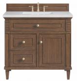 36 Inch Single Walnut Bathroom Vanity with Arctic Fall Top