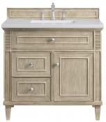 36 Inch Single Whitewashed Oak Bath Vanity White Quartz Top