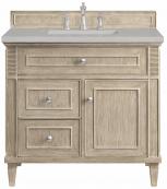 36 Inch Single Whitewashed Oak Bathroom Vanity Quartz Top