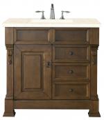 36 Inch Traditional Oak Single Bathroom Vanity Marfil Quartz