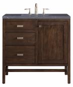 36 Inch Mid Century Acacia Single Vanity with Charcoal Top