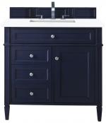 36 Inch Victory Blue Single Bathroom Vanity White Quartz