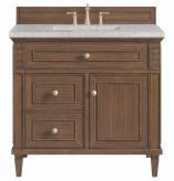 36 Inch Walnut Single Sink Bathroom Vanity Pearl Quartz