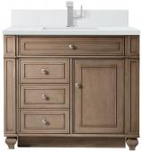 36 Inch Walnut Single Sink Bathroom Vanity White Zeus Quartz