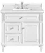 36 Inch White Single Freestanding Bath Vanity White Quartz