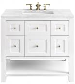 36 Inch White Farmhouse Single Bathroom Vanity with Outlets