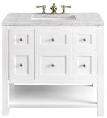 36 Inch White Farmhouse Single Sink Bath Vanity with Outlets