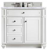 36 Inch White Single Sink Bathroom Vanity Carrara Marble