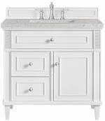 36 Inch White Single Sink Bathroom Vanity Pearl Quartz