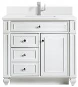 36 Inch White Single Sink Bathroom Vanity White Quartz