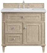 36 Inch Whitewashed Oak Single Bathroom Vanity with Quartz