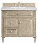 36 Inch Whitewashed Oak Bathroom Vanity with Arctic Fall Top